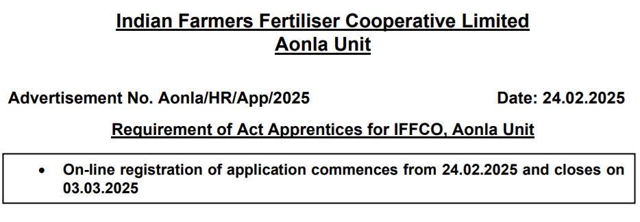 IFFCO Apprentice Post Recruitment 2025